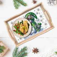 Load image into Gallery viewer, Christmas Diamond Painting Wooden Serving Tray Home Decoration (Green Snowman)
