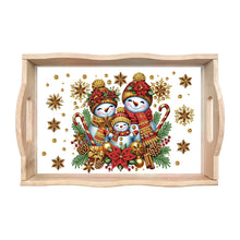 Load image into Gallery viewer, Christmas Diamond Painting Wooden Serving Tray Home Decoration (Snowman Family)
