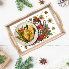 Load image into Gallery viewer, Christmas Diamond Painting Wooden Serving Tray Home Decoration (Snowman Family)