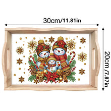 Load image into Gallery viewer, Christmas Diamond Painting Wooden Serving Tray Home Decoration (Snowman Family)