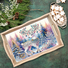Load image into Gallery viewer, Christmas Diamond Painting Wooden Serving Tray Home Decoration (Blue Elk)