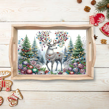Load image into Gallery viewer, Christmas Diamond Painting Wooden Serving Tray Home Decoration (Green Elk)