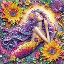 Load image into Gallery viewer, Diamond Painting - Partial Special Shaped - mermaid and flowers (40*40CM)