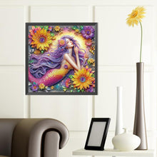 Load image into Gallery viewer, Diamond Painting - Partial Special Shaped - mermaid and flowers (40*40CM)