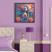 Load image into Gallery viewer, Diamond Painting - Partial Special Shaped - flower and girl (40*40CM)