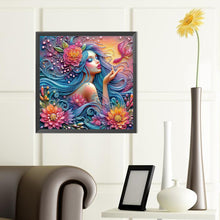 Load image into Gallery viewer, Diamond Painting - Partial Special Shaped - flower and girl (40*40CM)