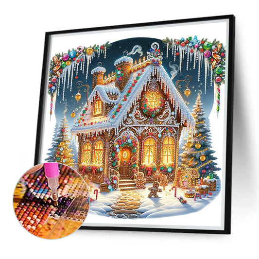 Diamond Painting - Partial Special Shaped - Christmas cabin (40*40CM)