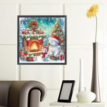 Load image into Gallery viewer, Diamond Painting - Partial Special Shaped - Christmas bear and fireplace (40*40CM)