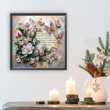 Load image into Gallery viewer, Diamond Painting - Partial Special Shaped - butterfly white flower calligraphy and painting (30*30CM)