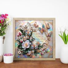 Load image into Gallery viewer, Diamond Painting - Partial Special Shaped - butterfly white flower calligraphy and painting (30*30CM)