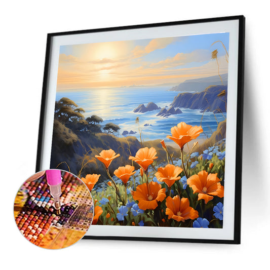 Diamond Painting - Full Round - Flowers at the Seaside (40*40CM)