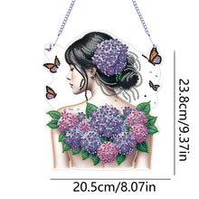 Load image into Gallery viewer, Acrylic Double Sided Flower Girl Back DIY Diamond Painting Art Pendant Kit