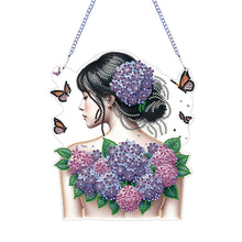 Load image into Gallery viewer, Acrylic Double Sided Flower Girl Back DIY Diamond Painting Art Pendant Kit