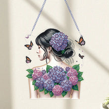 Load image into Gallery viewer, Acrylic Double Sided Flower Girl Back DIY Diamond Painting Art Pendant Kit