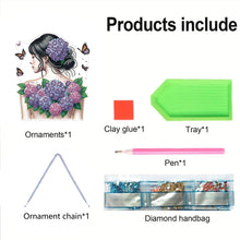 Load image into Gallery viewer, Acrylic Double Sided Flower Girl Back DIY Diamond Painting Art Pendant Kit