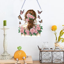 Load image into Gallery viewer, Acrylic Double Sided Flower Girl Back DIY Diamond Painting Art Pendant Kit