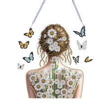 Load image into Gallery viewer, Acrylic Double Sided Flower Girl Back DIY Diamond Painting Art Pendant Kit