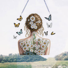 Load image into Gallery viewer, Acrylic Double Sided Flower Girl Back DIY Diamond Painting Art Pendant Kit