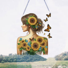 Load image into Gallery viewer, Acrylic Double Sided Flower Girl Back DIY Diamond Painting Art Pendant Kit