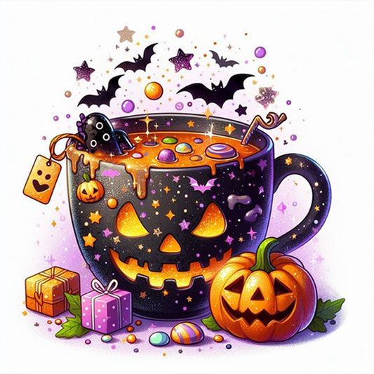 AB Diamond Painting - Full Round - Halloween Teacup (40*40CM)