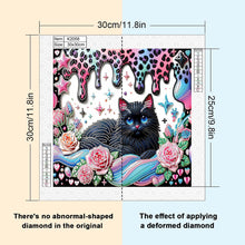 Load image into Gallery viewer, Diamond Painting - Partial Special Shaped - flower cat (30*30CM)