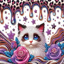 Load image into Gallery viewer, Diamond Painting - Partial Special Shaped - flower cat (30*30CM)