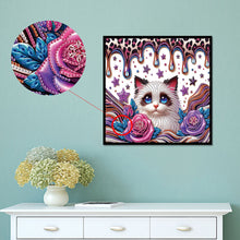 Load image into Gallery viewer, Diamond Painting - Partial Special Shaped - flower cat (30*30CM)