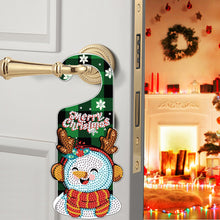 Load image into Gallery viewer, Christmas Snowman Diamond Painting Door Handle Hanging Sign Door Wooden Pendant