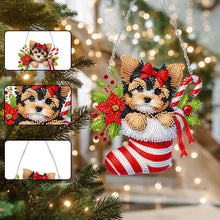 Load image into Gallery viewer, Acrylic Special Shaped Christmas Stocking Yorkshire Terrier Hanging Diamond Kits
