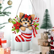 Load image into Gallery viewer, Acrylic Special Shaped Christmas Stocking Yorkshire Terrier Hanging Diamond Kits