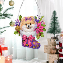 Load image into Gallery viewer, Acrylic Special Shaped Christmas Stocking Pomeranian Hanging Diamond Kits Decor