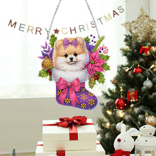 Load image into Gallery viewer, Acrylic Special Shaped Christmas Stocking Pomeranian Hanging Diamond Kits Decor