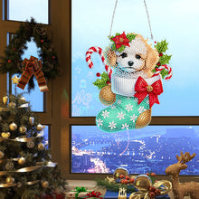 Load image into Gallery viewer, Acrylic Special Shaped Christmas Stocking Bichon Frise Hanging Diamond Kit Decor