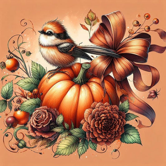 AB Diamond Painting - Full Round - Pumpkin bird (30*30CM)