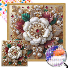 Load image into Gallery viewer, AB Diamond Painting - Full Round - white pearl flower (40*40CM)