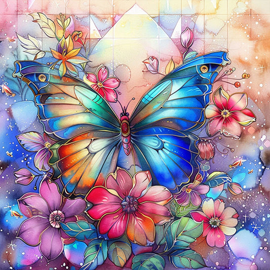 AB Diamond Painting - Full Round - flower butterfly (40*40CM)
