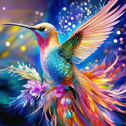 AB Diamond Painting - Full Round - floral hummingbird (40*40CM)