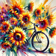 Load image into Gallery viewer, AB Diamond Painting - Full Round - sunflower bike (40*40CM)