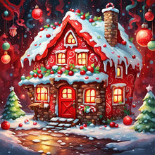 Load image into Gallery viewer, AB Diamond Painting - Full Round - Christmas red cabin (40*40CM)