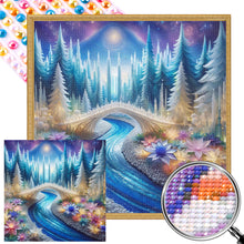 Load image into Gallery viewer, AB Diamond Painting - Full Round - Ice flower white bridge river water (40*40CM)