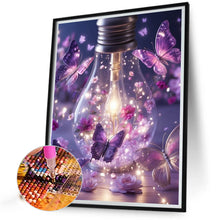 Load image into Gallery viewer, AB Diamond Painting - Full Round - Bulb purple butterfly (40*50CM)