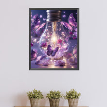 Load image into Gallery viewer, AB Diamond Painting - Full Round - Bulb purple butterfly (40*50CM)