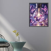 Load image into Gallery viewer, AB Diamond Painting - Full Round - Bulb purple butterfly (40*50CM)