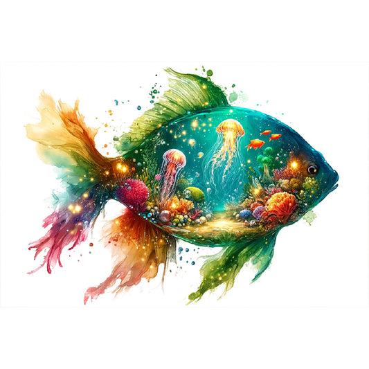 AB Diamond Painting - Full Round - Green fish under the sea (40*60CM)