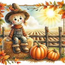 Load image into Gallery viewer, Diamond Painting - Full Round - Pumpkin, sunflower, scarecrow (40*40CM)