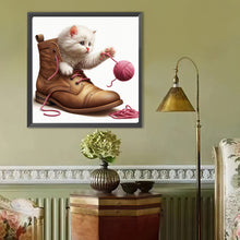 Load image into Gallery viewer, Diamond Painting - Full Round - Cat in the shoe (40*40CM)