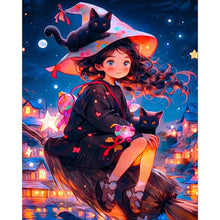 Load image into Gallery viewer, Diamond Painting - Full Round - Anime girl and cat (40*50CM)