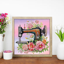 Load image into Gallery viewer, Diamond Painting - Partial Special Shaped - flower sewing machine (30*30CM)