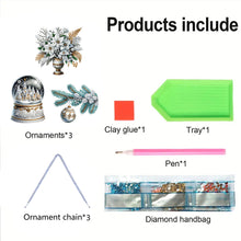 Load image into Gallery viewer, 3Pcs Acrylic Winter Christmas 5D DIY Diamond Painting Dot Pendant for Wall Decor