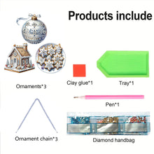 Load image into Gallery viewer, 3Pcs Acrylic Winter Christmas 5D DIY Diamond Painting Dot Pendant for Wall Decor